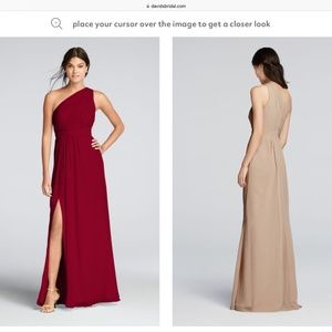 Bridesmaid dress, long one-shoulder crinkle chiffon